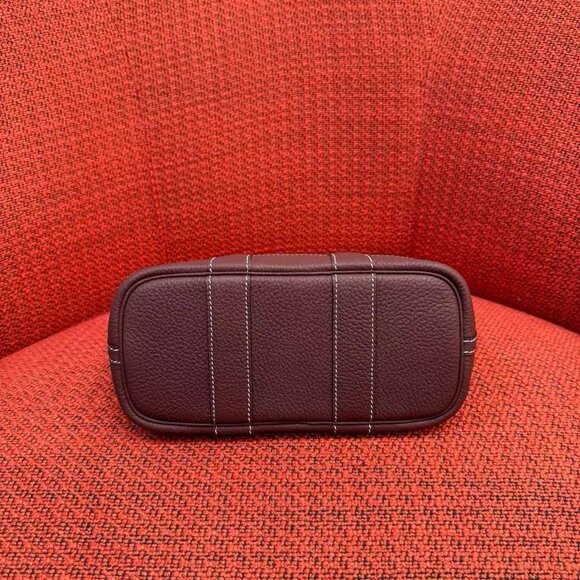 Premium Genuine Leather Garden Party Tote - Bordeaux Red - Picture 8 of 9